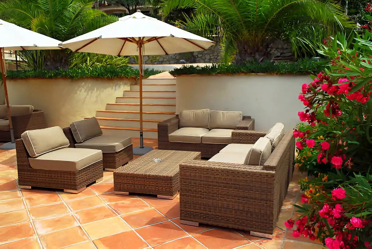 outdoor furniture in the patio