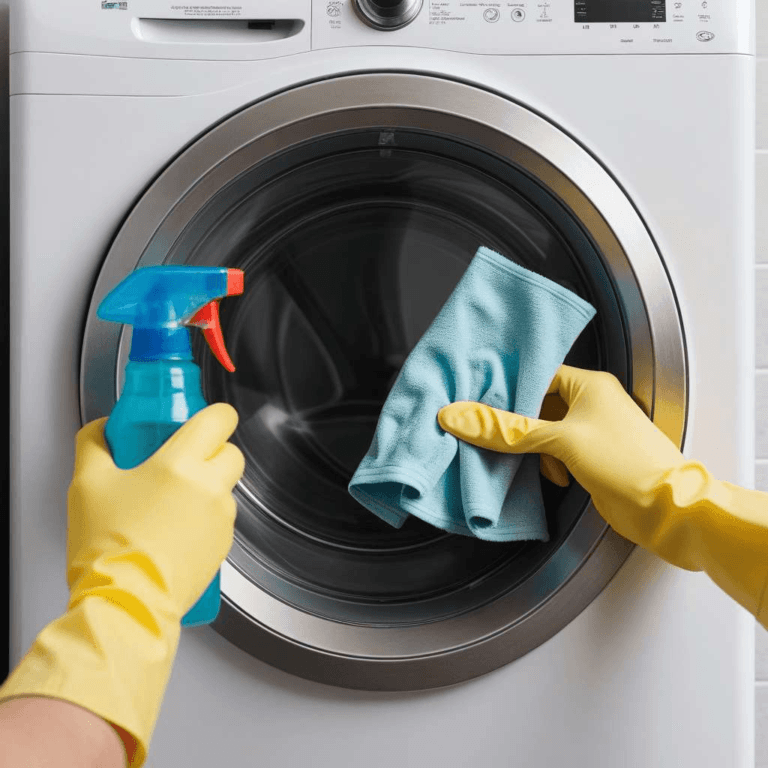 How to Clean and Maintain Washing Machine Door Seal 6 Person holding materials for cleaning washing machine door seal