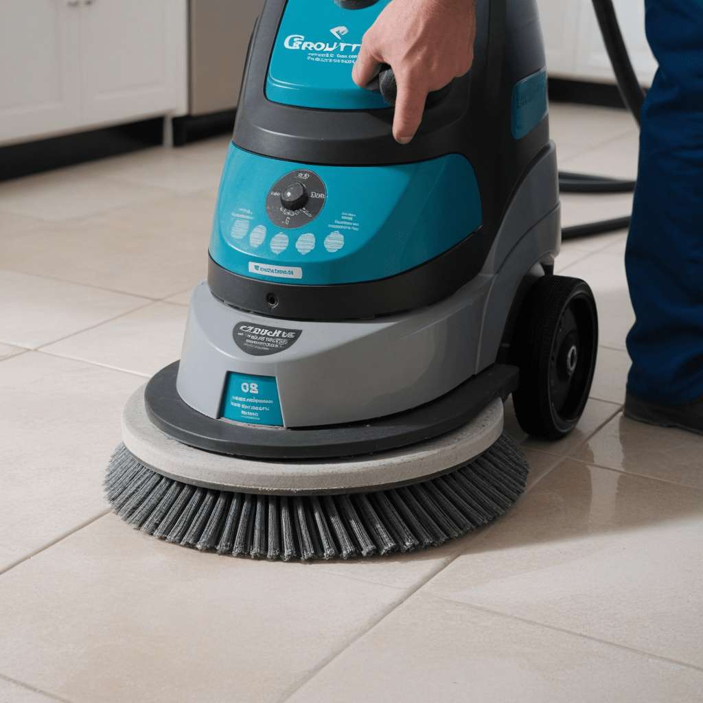 Powerful Grout Cleaning Machines for a Cleaner Floor 3 A close-up of a grout cleaning machine in action.